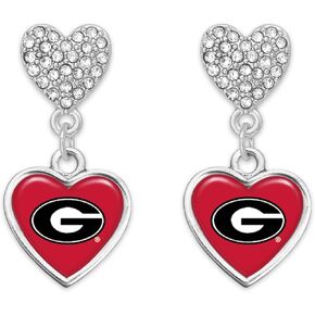 Georgia Bulldogs Amara Silver Crystal Earrings Jewelry Gift UGA, Red