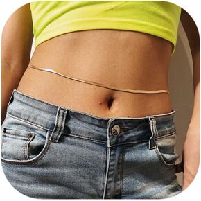 Belly Chain for Women 18k Gold Plated Layered Waist Chain Snake Waist Chain Belt Sexy Bikini Simple Body Chains for Girl Fashion Summer Beach Jewelry Gifts