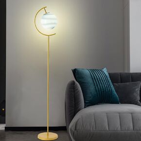 Cartoon Planet Glass Ball Standing Light Kids Room Floor Lamp Modern Floor Light Decoration Gold Ring Floor Fixture Cute Night Light for Children's Room Study Room