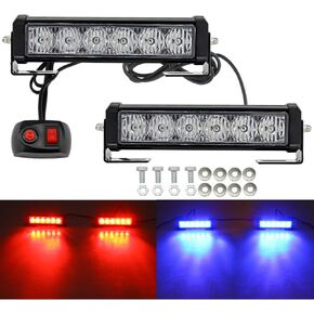 شريط أضواء LED للطوارئ مكون من قطعتين باللون الأحمر والأزرق المتغير باللونين الأزرق وتحذير شبكة أضواء الشرطة شريط سطحي مناسب للدراجات النارية POV ومركبات البناء وشاحنة السحب in Kuwait