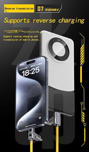 Two-Drag Two Intelligent Digital Display Silicone USB Charging Cable Five-core Fast Charge 66W, Soft Silicone Flash Charge for Type-C, Compatible with iphone15, Length 1m (Yellow.) in Saudi Arabia