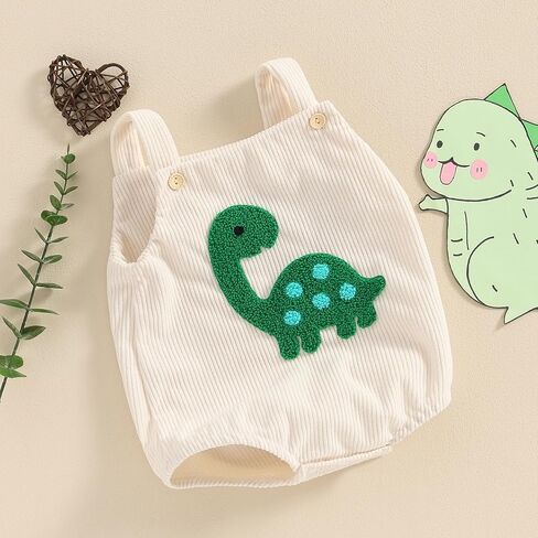 GOOCHEER Infant Summer Outfit Newborn Baby Boy Sleeveless Dinosaur Embroidery Bodysuit Romper Overall One Piece Clothes in Saudi Arabia