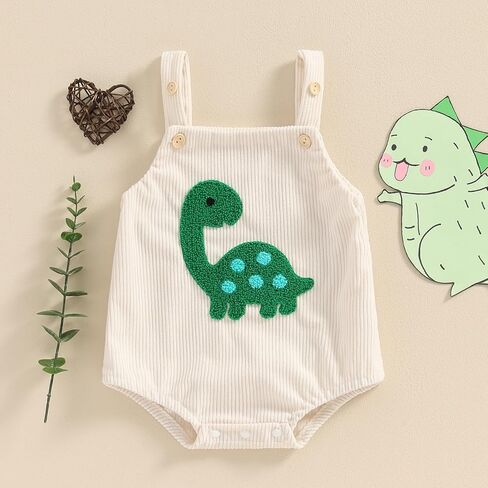 GOOCHEER Infant Summer Outfit Newborn Baby Boy Sleeveless Dinosaur Embroidery Bodysuit Romper Overall One Piece Clothes in Saudi Arabia