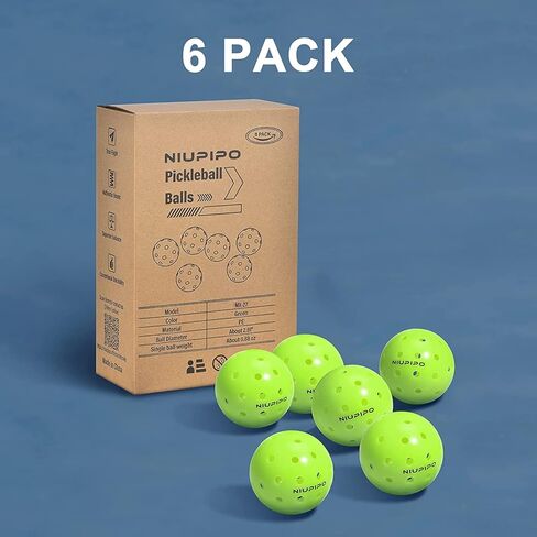 كرات niupipo Pickleball، كرات Pickleball في الهواء الطلق، كرات مخلل معتمدة من USAPA للبطولة، مرونة عالية ومتينة، 3/6/12/36/100 حزمة كرات Pickleball in Saudi Arabia