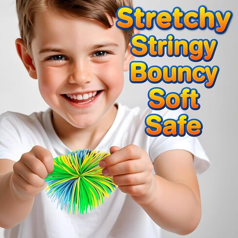 12pcs Monkey Stringy Balls, Rainbow Colors, 2.75Inch, Fidget Toys Stringy Balls Sensory Silicone Balls Soft Active Fun Toy Stress Balls and Anxiety Relief Throw Balls for Birthday Gifts Party Favors in Saudi Arabia
