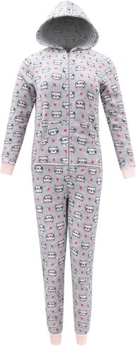 Rene Rofe Womens Plush Fleece Lined Hooded Zip One-Piece Pajama Jumpsuit with Pockets in Kuwait