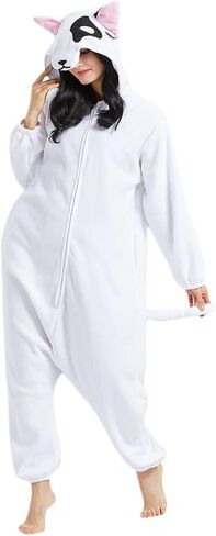 ملابس DELEY للجنسين من Animal Bull Terrier Dog Onesie، أزياء الهالوين للبالغين، ملابس نوم دافئة، ملابس منزلية in Kuwait