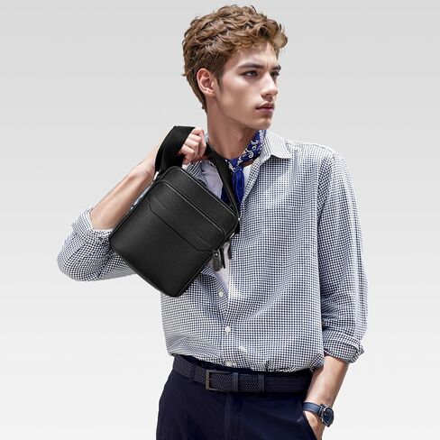 حقيبة ساعي البريد من الجلد الطبيعي من مولشاين، حقيبة كتف يومية بسيطة، محفظة كروس للرجال أثناء السفر وحفلات العمل HB023 in Kuwait