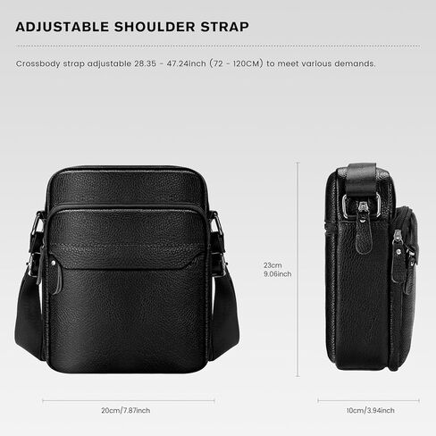 حقيبة ساعي البريد من الجلد الطبيعي من مولشاين، حقيبة كتف يومية بسيطة، محفظة كروس للرجال أثناء السفر وحفلات العمل HB023 in Kuwait