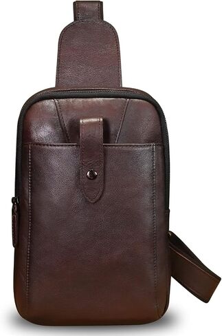 LRTO Genuine Leather Silng Bag for Men and Women Real Leather Sling Backpack Fashion Shoulder Crossbody Bag Chest Purse in Saudi Arabia