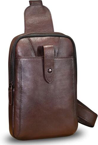 LRTO Genuine Leather Silng Bag for Men and Women Real Leather Sling Backpack Fashion Shoulder Crossbody Bag Chest Purse in Saudi Arabia