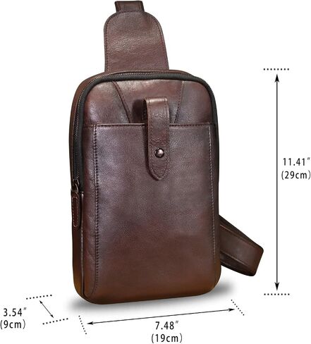 LRTO Genuine Leather Silng Bag for Men and Women Real Leather Sling Backpack Fashion Shoulder Crossbody Bag Chest Purse in Saudi Arabia