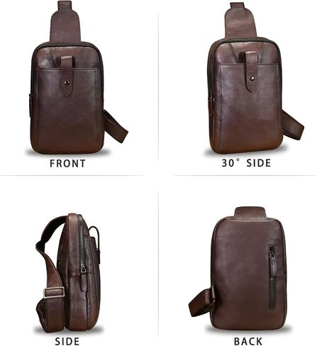 LRTO Genuine Leather Silng Bag for Men and Women Real Leather Sling Backpack Fashion Shoulder Crossbody Bag Chest Purse in Saudi Arabia