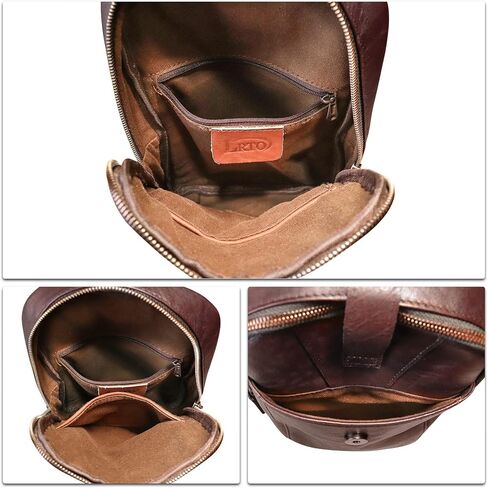 LRTO Genuine Leather Silng Bag for Men and Women Real Leather Sling Backpack Fashion Shoulder Crossbody Bag Chest Purse in Saudi Arabia