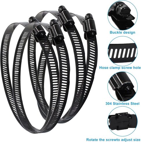 Litoexpe 2.5 Inch Stainless Steel Worm Gear Hose Clamp 4 Pcs, Adjustable 40-63mm Size Range, Fuel Line Clamp for Plumbing Automotive and Mechanical Application (Black) in Saudi Arabia