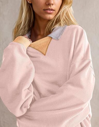 Women Oversized Color Block Long Sleeve Sweatshirt Casual Crew Neck Shirt Loose Fit Pullover Top Y2K Clothes in Saudi Arabia