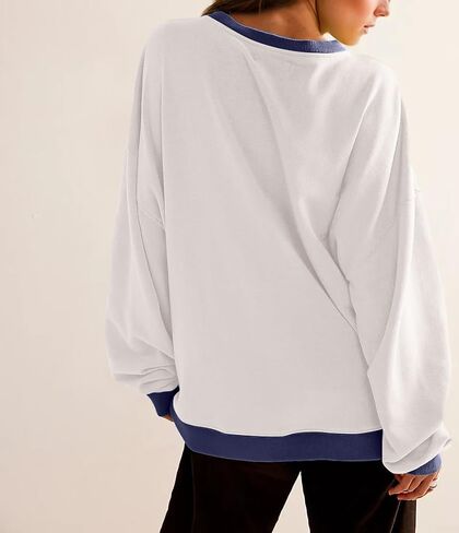 Women Oversized Color Block Long Sleeve Sweatshirt Casual Crew Neck Shirt Loose Fit Pullover Top Y2K Clothes in Saudi Arabia