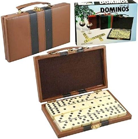 Domino Double Six - Ivory and Black Tiles with Metal Spinners in Deluxe Travel Case with Handles in Saudi Arabia