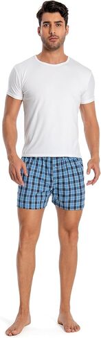 Men's Boxer Shorts 100% Cotton Classic Plaid Woven Boxers for Men Soft Breathable Mens Underwear with Button Fly in Saudi Arabia