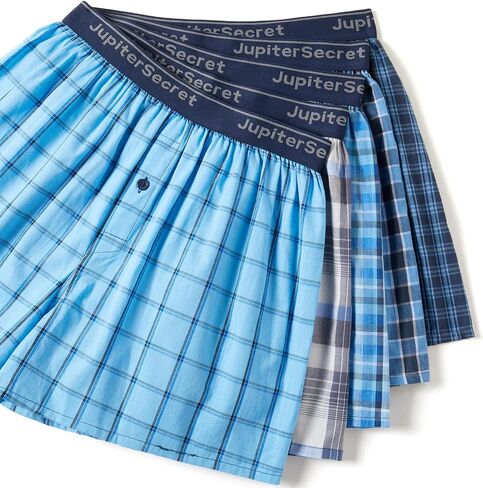 Men's Boxer Shorts 100% Cotton Classic Plaid Woven Boxers for Men Soft Breathable Mens Underwear with Button Fly in Saudi Arabia