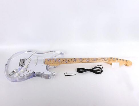 جيتار كهربائي بإضاءة LED، جسم أكريليك من خشب القيقب، جيتار كريستالي، صوت جميل، أزرق in Kuwait