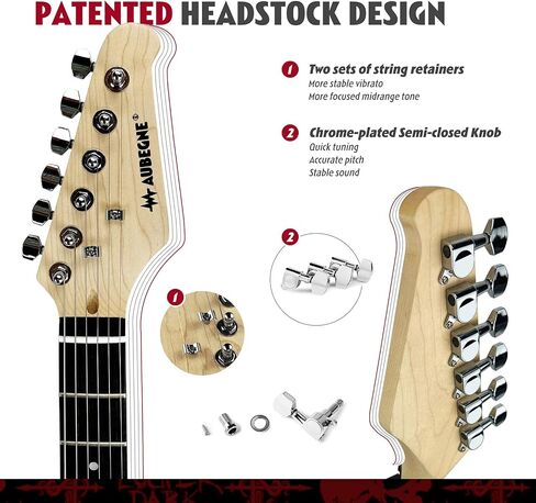Aubegne AST-115 39 Inch Electric Guitar Kit, Black, Solid Body, Includes Amp, Gig Bag, Tuner, Capo, Strap, Strings, Picks, Cable, Tremolo Bar, Pick Necklace in Saudi Arabia
