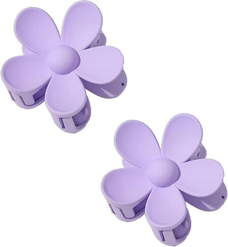 2Pcs Purple Hair Claw Clips Flower Shaped Plastic Flower Claw Clips Jaw Clips Anti-scratch Smell-less Useful Hold Tightly Purple Clips and Barrettes Hair Clips in Saudi Arabia