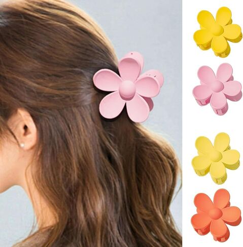 2Pcs Purple Hair Claw Clips Flower Shaped Plastic Flower Claw Clips Jaw Clips Anti-scratch Smell-less Useful Hold Tightly Purple Clips and Barrettes Hair Clips in Saudi Arabia