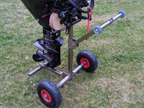 Outboard Boat Motor Carrier Cart Stand Trolley, Portable Storage Rack, Stainless Steel, Premium model in Saudi Arabia