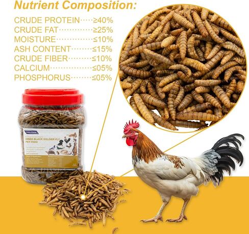 Dried Black Soldier Fly Larvae 9.88oz Dried Worms More Calcium Than Mealworms Chicken Feed Protein, Food for Lizard, Worm Snake Feed,Fish Worms, Ducks Feed, Geckos Feed in Saudi Arabia