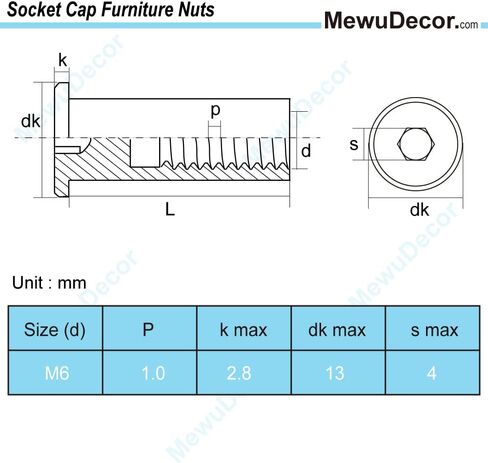 M6 x 16mm Socket Cap Furniture Bolts with Barrel Nuts for Furniture Cots Beds Crib and Chairs, Carbon Steel, Black Oxide, 10 Sets in Saudi Arabia
