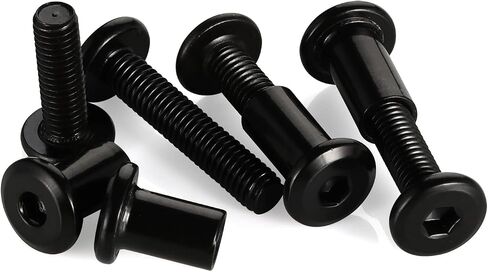 M6 x 16mm Socket Cap Furniture Bolts with Barrel Nuts for Furniture Cots Beds Crib and Chairs, Carbon Steel, Black Oxide, 10 Sets in Saudi Arabia