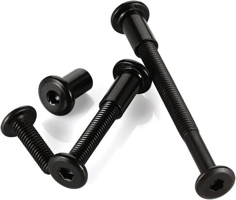 M6 x 16mm Socket Cap Furniture Bolts with Barrel Nuts for Furniture Cots Beds Crib and Chairs, Carbon Steel, Black Oxide, 10 Sets in Saudi Arabia