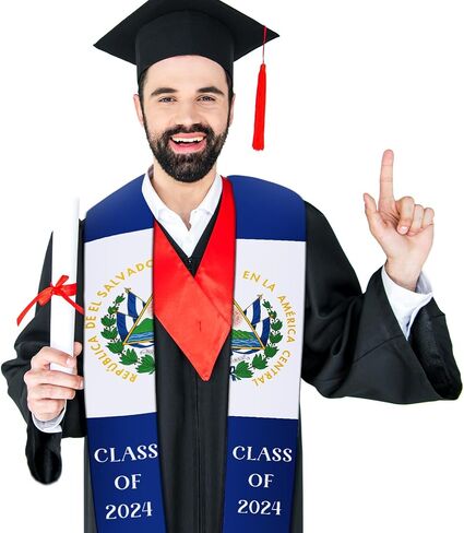 El Salvador Graduation Stole Sash Class of 2024 El Salvador Flag Stole Sash Countries Honor Stole Sash for Study Aboard International El Salvador Student Accessories in Saudi Arabia
