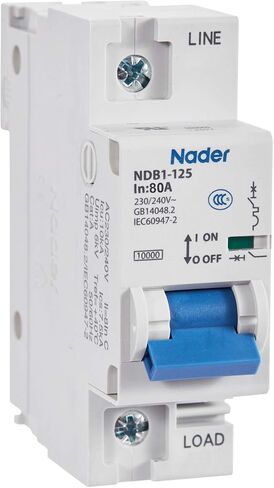 80A, 240V AC, 60V DC, 1 Pole, DIN Rail Mount Miniature Circuit Breaker, Trip Curve: C, UL1077 in Saudi Arabia