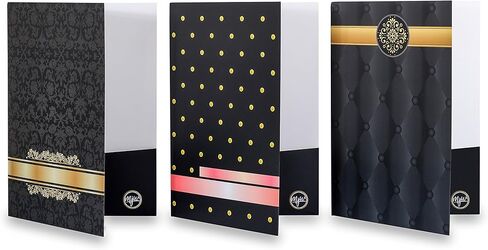 مجلدات MJW 3Pk بجيبين، عرض تقديمي للأعمال ومحفظة مدرسية للأوراق بحجم الحروف مع فتحة للبطاقة بتصميم أسود أنيق متنوع، لامع in Kuwait