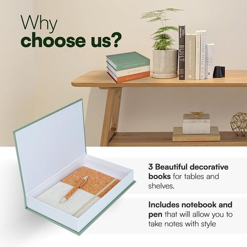 Decorative Books - 3 Books for Decor - Decor Books - Decor Books for Coffee Table - Books Decor - Decorative Book - Books Decor Set That Includes a Notepad and a Pen in Saudi Arabia