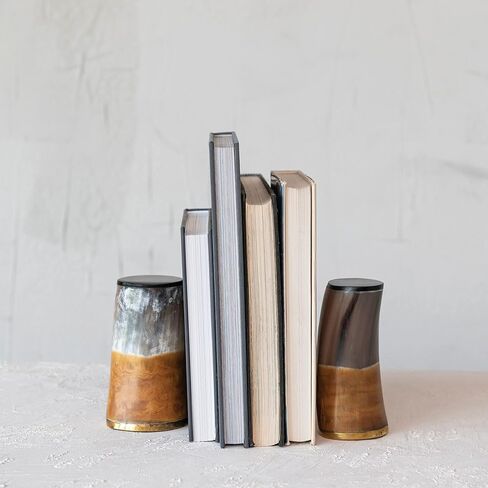 Creative Co-Op 2-Tone Horn and Brass Bookends, Multicolor in Saudi Arabia