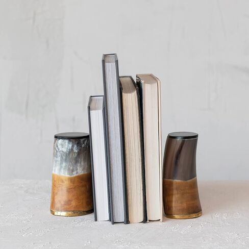 Creative Co-Op 2-Tone Horn and Brass Bookends, Multicolor in Saudi Arabia