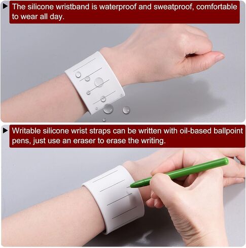 HARFINGTON Silicone Memo Wrist Band 9.33" x 1.8" 20cm 8 Inch Measure Ruler Waterproof Reusable Slap Bracelets Writable Erasable Wearable Strap Line Wristbands for Daily Life, Blue in Saudi Arabia