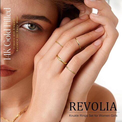 8Pcs 14K Gold Filled Stainless Steel Knuckle Rings Set for Women Girls Plain Band Stacking Rings Simple Smooth Thumb Midi Rings Comfort Fit 1-5mm Size 5-10 in Kuwait