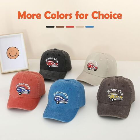 قبعة بيسبول كلاسيكية مطرزة على شكل سيارة كلاسيكية للأطفال الصغار بنين بنات قبعة شمس مضحكة من القطن قابلة للتعديل in Kuwait