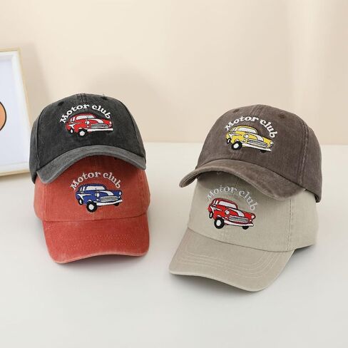 قبعة بيسبول كلاسيكية مطرزة على شكل سيارة كلاسيكية للأطفال الصغار بنين بنات قبعة شمس مضحكة من القطن قابلة للتعديل in Kuwait