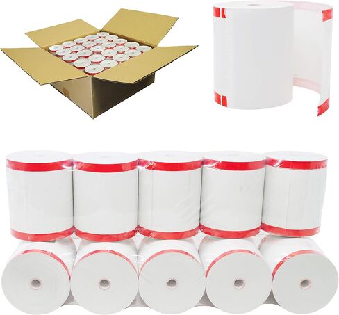 BuyRegisterRolls [50 GSM Coreless] 3-1/8 بوصة × 230 بوصة، أبيض، (علبة واحدة) ورق حراري NCR 856348 خالٍ من BPA، ورق لـ TM-T88III، TM-T88IV، TM-T88V، TSP100، CT-S300، CT -S2000، M129B، M129C in Kuwait