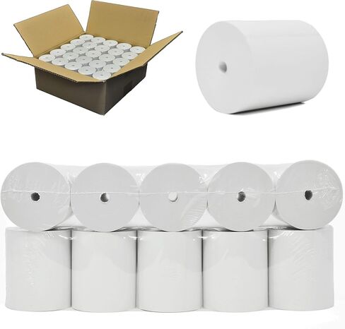 BuyRegisterRolls [50 GSM Coreless] 3-1/8 بوصة × 230 بوصة، أبيض، (علبة واحدة) ورق حراري NCR 856348 خالٍ من BPA، ورق لـ TM-T88III، TM-T88IV، TM-T88V، TSP100، CT-S300، CT -S2000، M129B، M129C in Kuwait
