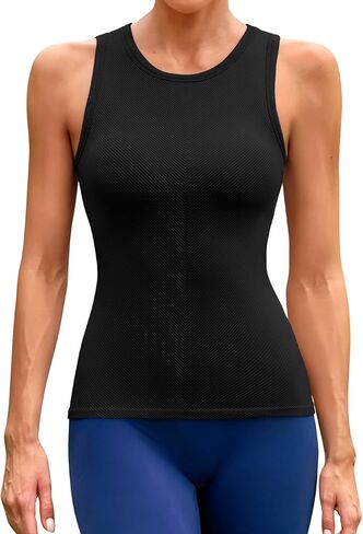ATTRACO Workout Tank Tops for Women Seamless Full Length Gym Tops Athletic Yoga Top Built in Bra in Saudi Arabia