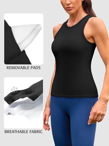 ATTRACO Workout Tank Tops for Women Seamless Full Length Gym Tops Athletic Yoga Top Built in Bra in Saudi Arabia
