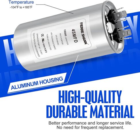 45 uF/MFD Capacitor for AC, 370 or 440 VAC CBB65 Dual Run Round Capacitors for AC Motor Run, Fan Start, Condenser Straight Cool, Heat Pump, Air Conditioner, and Pool Pump in Saudi Arabia