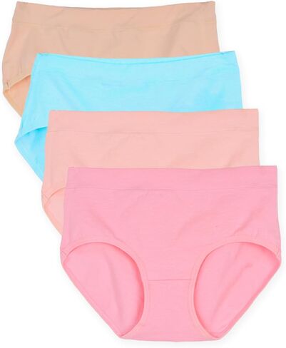 Womens Underwear Cotton Mid-Rise Stretch Cheeky Hipster Panties Full Coverage Ladies Briefs 4 Pack in Saudi Arabia