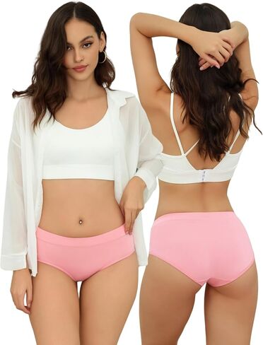 Womens Underwear Cotton Mid-Rise Stretch Cheeky Hipster Panties Full Coverage Ladies Briefs 4 Pack in Saudi Arabia